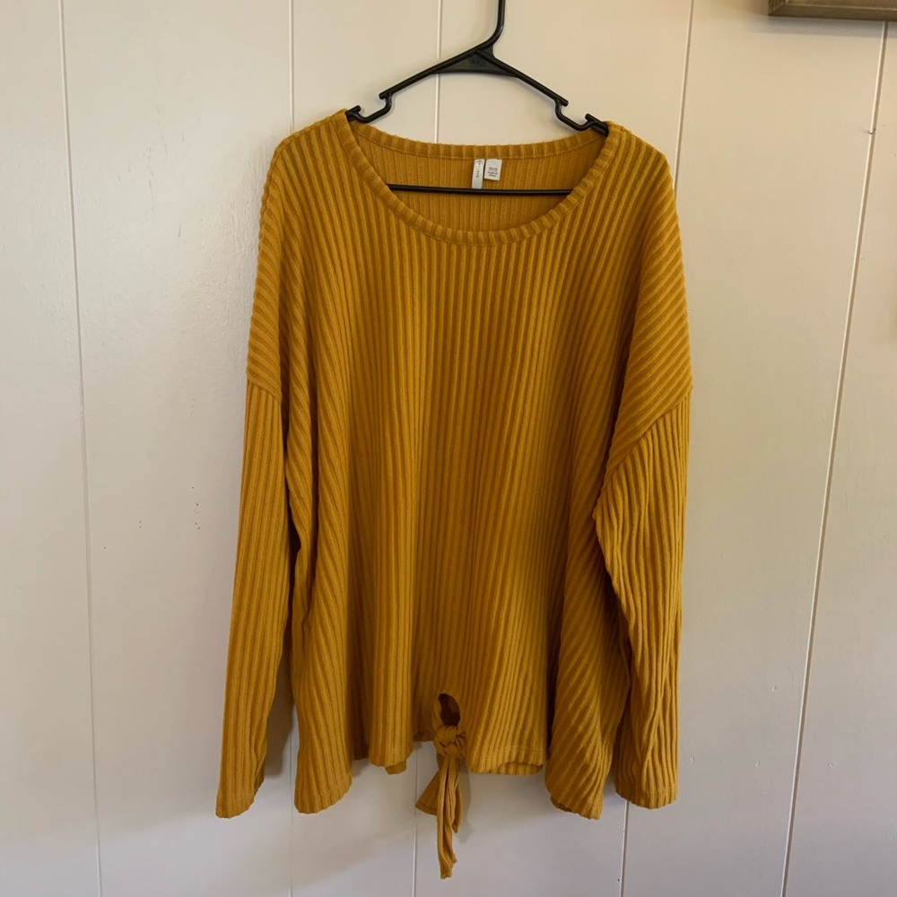Mustard Yellow Tie-Front Sweater